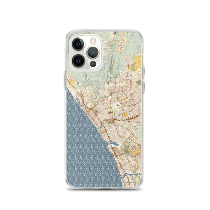 Custom Oceanside California Map iPhone 12 Pro Phone Case in Woodblock