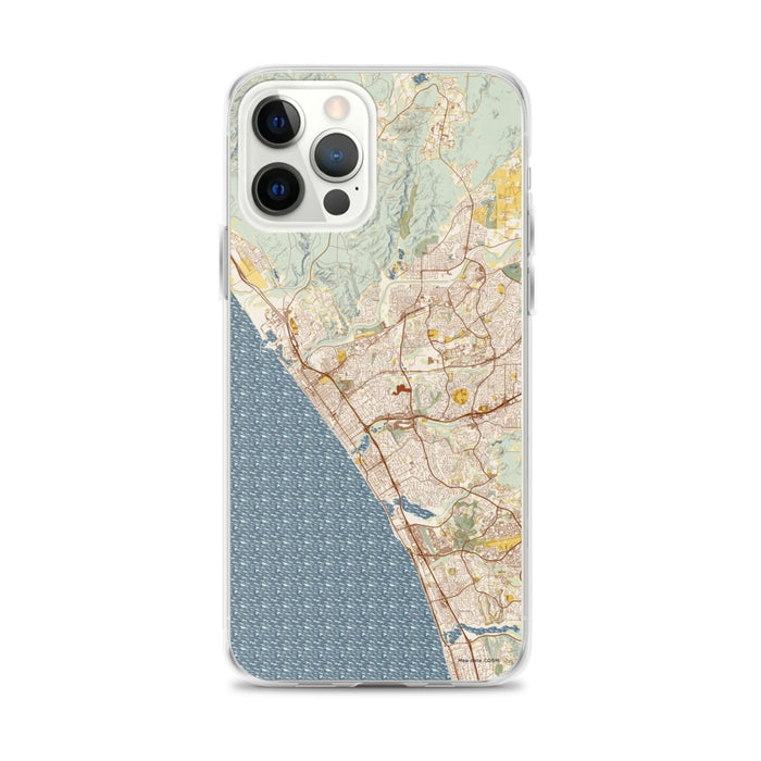 Custom Oceanside California Map iPhone 12 Pro Max Phone Case in Woodblock