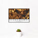 12x18 Oconomowoc Wisconsin Map Print Landscape Orientation in Ember Style With Small Cactus Plant in White Planter