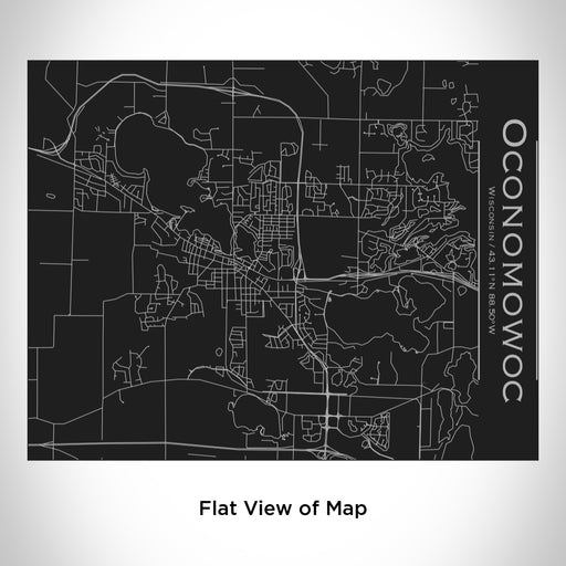 Rendered View of Oconomowoc Wisconsin Map Engraving on 20oz Stainless Steel Insulated Bottle with Bamboo Top in Black