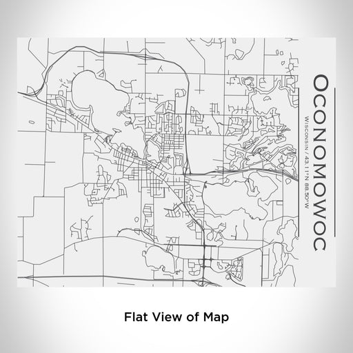 Rendered View of Oconomowoc Wisconsin Map Engraving on 20oz Stainless Steel Insulated Bottle with Bamboo Top in White