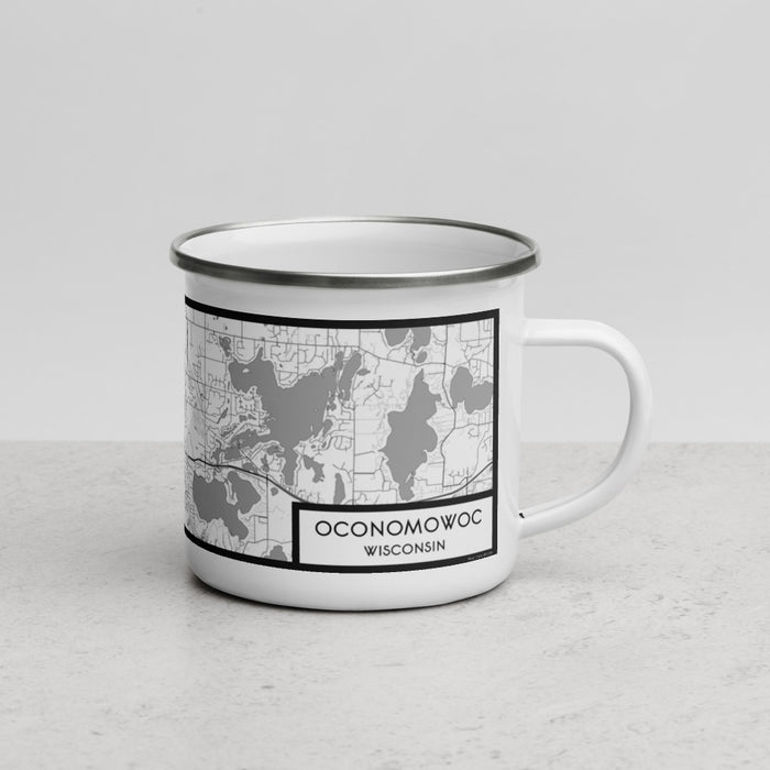 Right View Custom Oconomowoc Wisconsin Map Enamel Mug in Classic