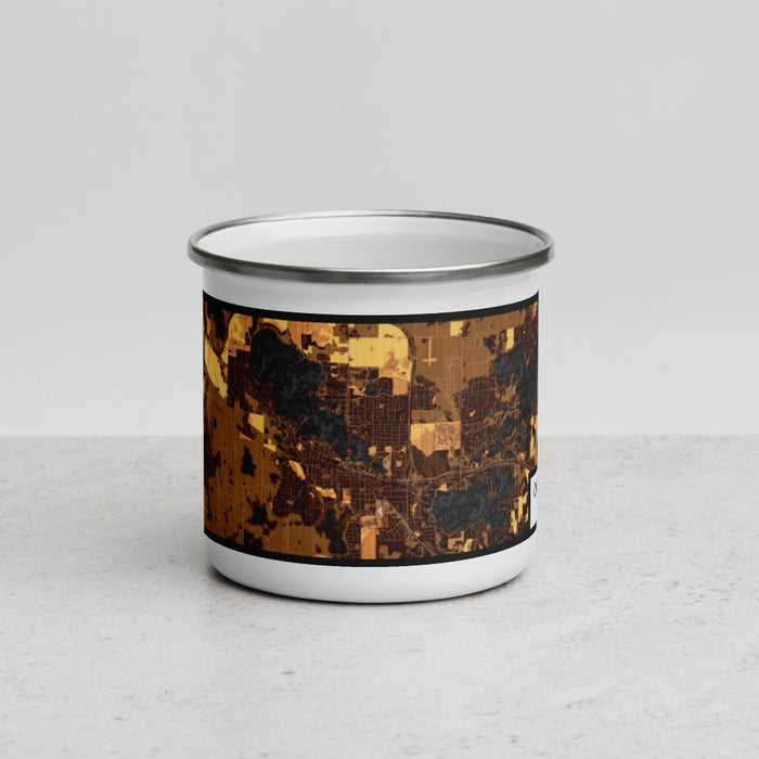 Front View Custom Oconomowoc Wisconsin Map Enamel Mug in Ember