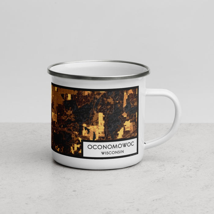 Right View Custom Oconomowoc Wisconsin Map Enamel Mug in Ember