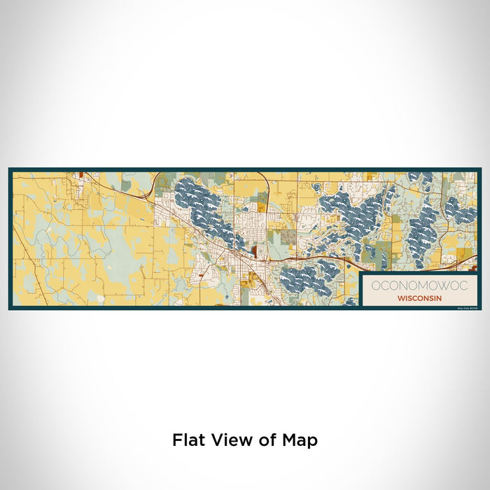 Flat View of Map Custom Oconomowoc Wisconsin Map Enamel Mug in Woodblock