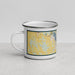 Left View Custom Oconomowoc Wisconsin Map Enamel Mug in Woodblock