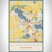 Oconomowoc Wisconsin Map Print Portrait Orientation in Woodblock Style With Shaded Background