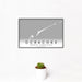 12x18 Ocracoke North Carolina Map Print Landscape Orientation in Classic Style With Small Cactus Plant in White Planter