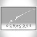 Ocracoke North Carolina Map Print Landscape Orientation in Classic Style With Shaded Background