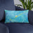 Custom Ocracoke North Carolina Map Throw Pillow in Watercolor on Blue Colored Chair