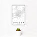 12x18 Odessa Texas Map Print Portrait Orientation in Classic Style With Small Cactus Plant in White Planter