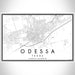 Odessa Texas Map Print Landscape Orientation in Classic Style With Shaded Background