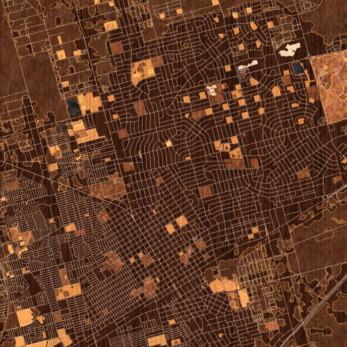 Odessa Texas Map Print in Ember Style Zoomed In Close Up Showing Details