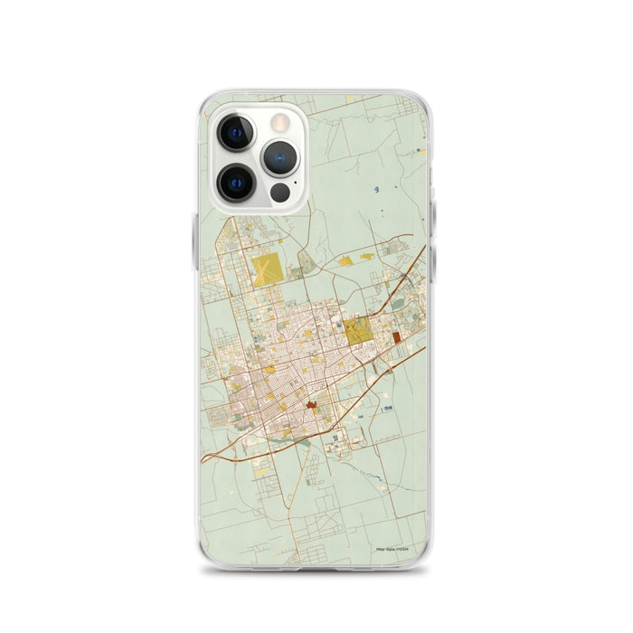 Custom Odessa Texas Map iPhone 12 Pro Phone Case in Woodblock