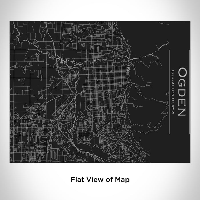 Rendered View of Ogden Utah Map Engraving on 20oz Stainless Steel Insulated Bottle with Bamboo Top in Black