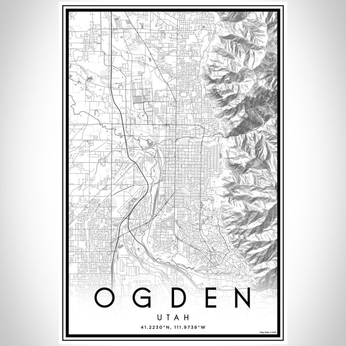 Ogden Utah Map Print Portrait Orientation in Classic Style With Shaded Background
