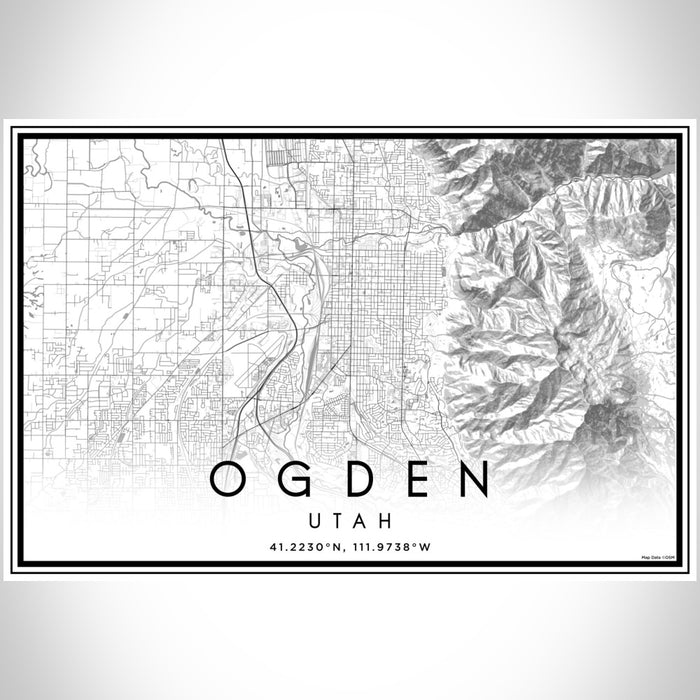Ogden Utah Map Print Landscape Orientation in Classic Style With Shaded Background