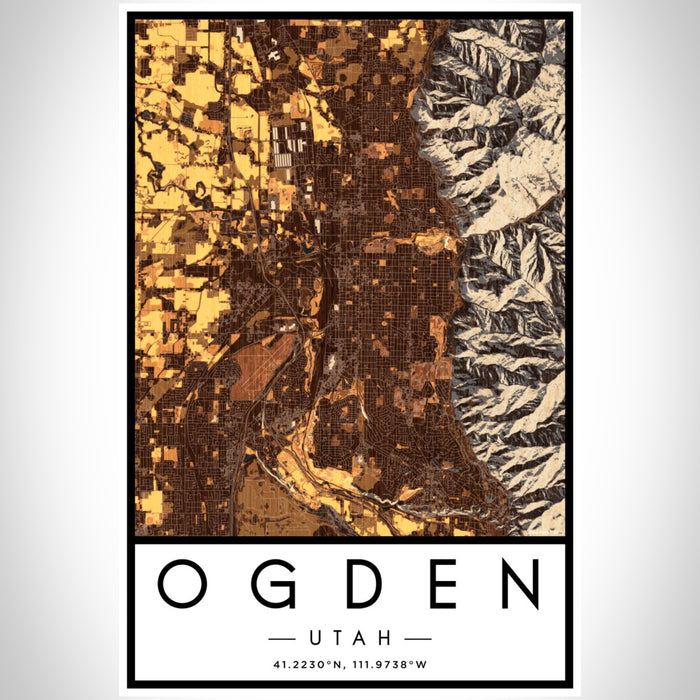 Ogden Utah Map Print Portrait Orientation in Ember Style With Shaded Background