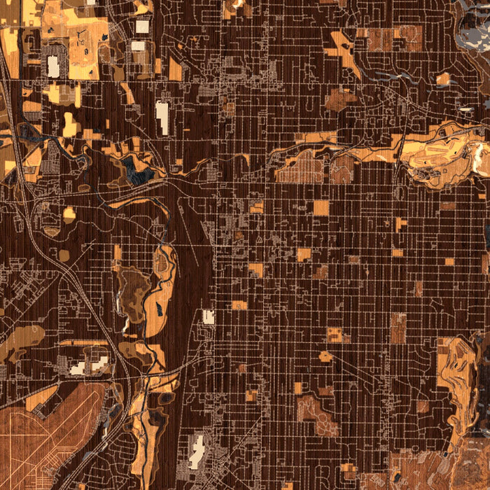 Ogden Utah Map Print in Ember Style Zoomed In Close Up Showing Details