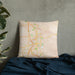 Custom Ogden Utah Map Throw Pillow in Watercolor on Bedding Against Wall