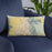 Custom Ogden Utah Map Throw Pillow in Woodblock on Blue Colored Chair