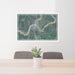 24x36 Oil City Pennsylvania Map Print Lanscape Orientation in Afternoon Style Behind 2 Chairs Table and Potted Plant