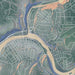 Oil City Pennsylvania Map Print in Afternoon Style Zoomed In Close Up Showing Details