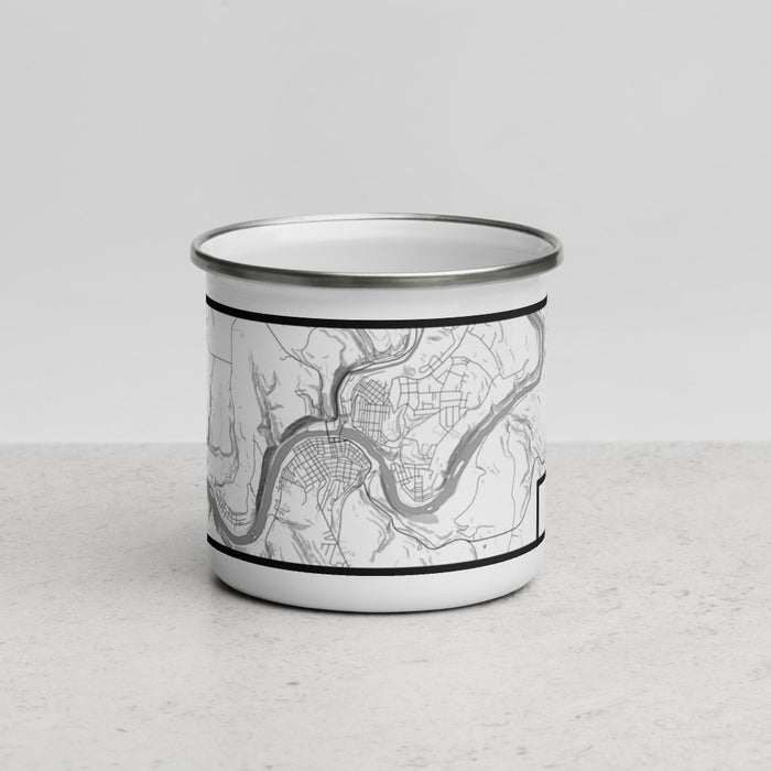 Front View Custom Oil City Pennsylvania Map Enamel Mug in Classic