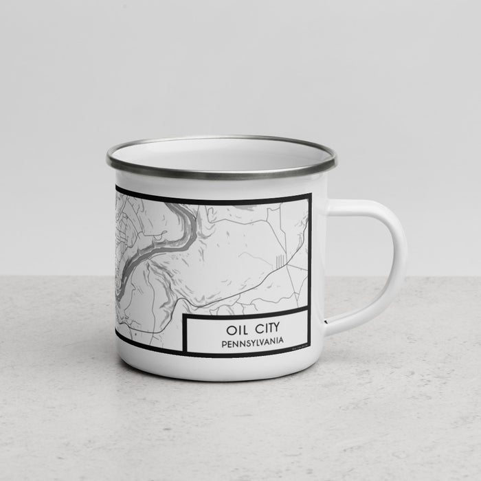 Right View Custom Oil City Pennsylvania Map Enamel Mug in Classic