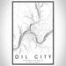 Oil City Pennsylvania Map Print Portrait Orientation in Classic Style With Shaded Background