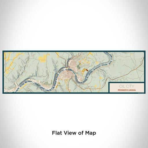 Flat View of Map Custom Oil City Pennsylvania Map Enamel Mug in Woodblock