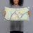 Person holding 20x12 Custom Oil City Pennsylvania Map Throw Pillow in Woodblock