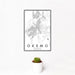12x18 Okemo Vermont Map Print Portrait Orientation in Classic Style With Small Cactus Plant in White Planter