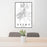 24x36 Okemo Vermont Map Print Portrait Orientation in Classic Style Behind 2 Chairs Table and Potted Plant