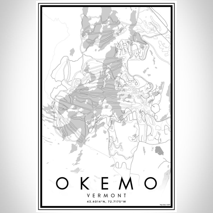 Okemo Vermont Map Print Portrait Orientation in Classic Style With Shaded Background