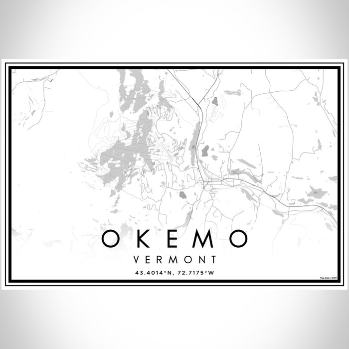 Okemo Vermont Map Print Landscape Orientation in Classic Style With Shaded Background