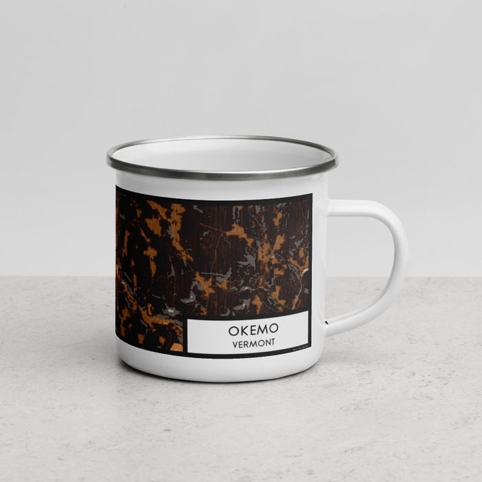 Right View Custom Okemo Vermont Map Enamel Mug in Ember