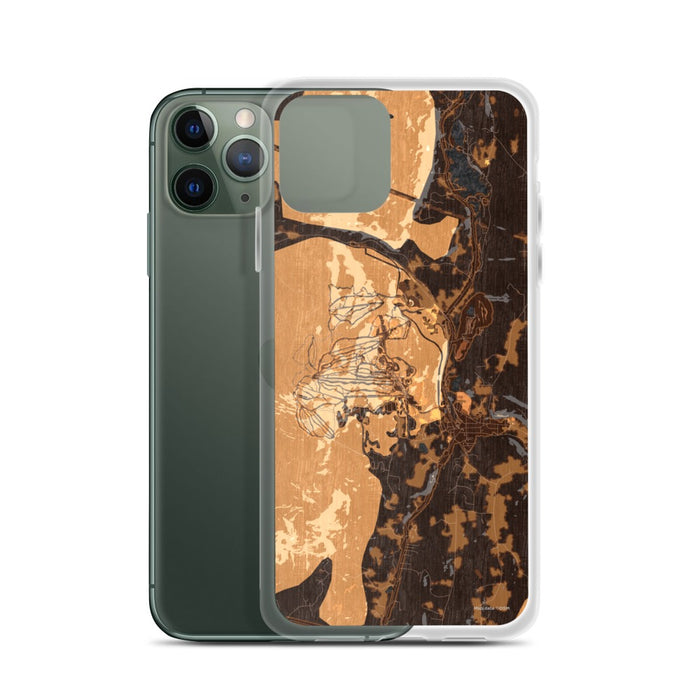 Custom Okemo Vermont Map Phone Case in Ember on Table with Laptop and Plant