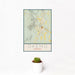 12x18 Okemo Vermont Map Print Portrait Orientation in Woodblock Style With Small Cactus Plant in White Planter