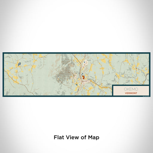 Flat View of Map Custom Okemo Vermont Map Enamel Mug in Woodblock