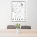 24x36 Okemos Michigan Map Print Portrait Orientation in Classic Style Behind 2 Chairs Table and Potted Plant