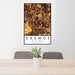 24x36 Okemos Michigan Map Print Portrait Orientation in Ember Style Behind 2 Chairs Table and Potted Plant