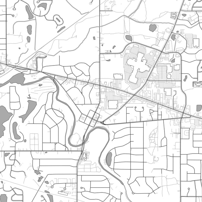 Okemos Michigan Map Print in Classic Style Zoomed In Close Up Showing Details