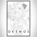 Okemos Michigan Map Print Portrait Orientation in Classic Style With Shaded Background