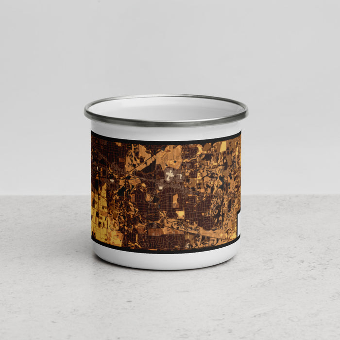 Front View Custom Okemos Michigan Map Enamel Mug in Ember
