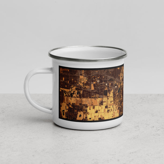 Left View Custom Okemos Michigan Map Enamel Mug in Ember