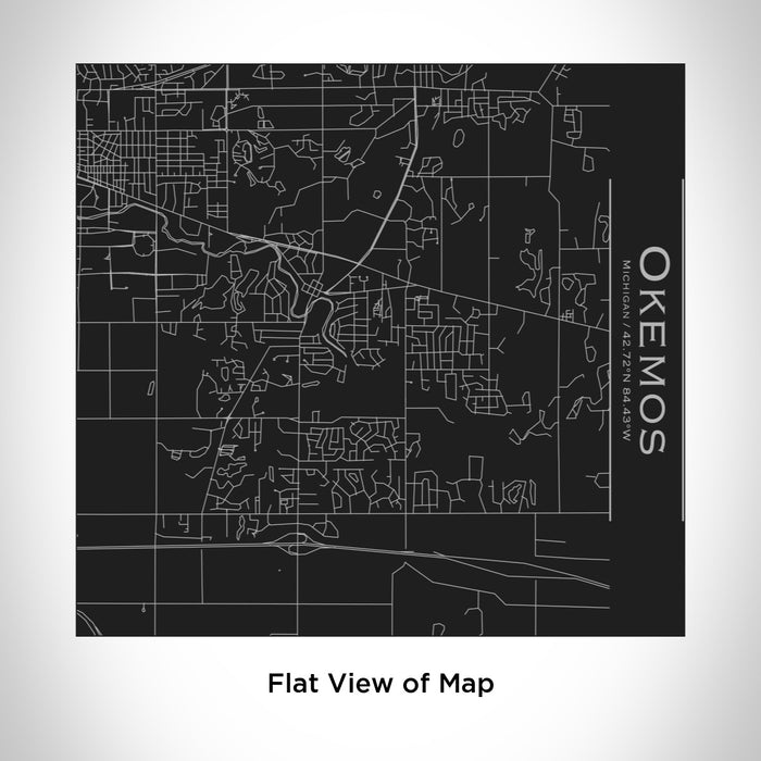 Rendered View of Okemos Michigan Map Engraving on 17oz Stainless Steel Insulated Tumbler in Black