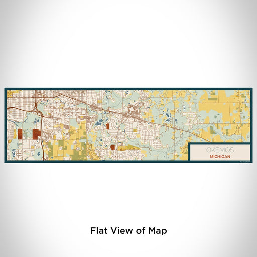 Flat View of Map Custom Okemos Michigan Map Enamel Mug in Woodblock
