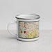 Left View Custom Okemos Michigan Map Enamel Mug in Woodblock