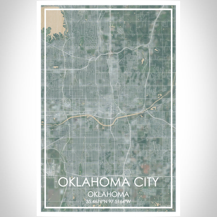 Oklahoma City Oklahoma Map Print Portrait Orientation in Afternoon Style With Shaded Background